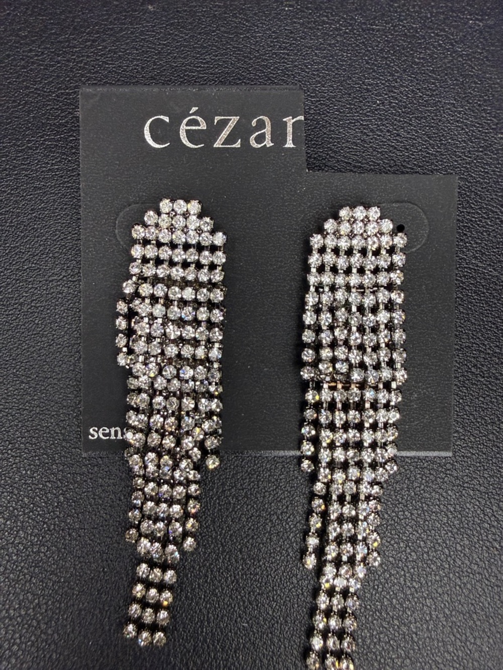 cézanne Silver Crystal Fringe Drop Earrings